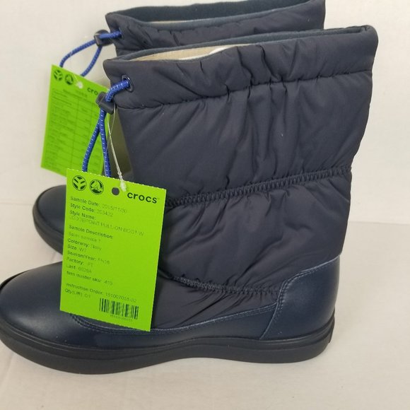CROCS | Shoes | Crocs Women Black Lodgepoint Laceup Boots  Crocs Lodgepoint pull on boot Sz 7 NWT Navy